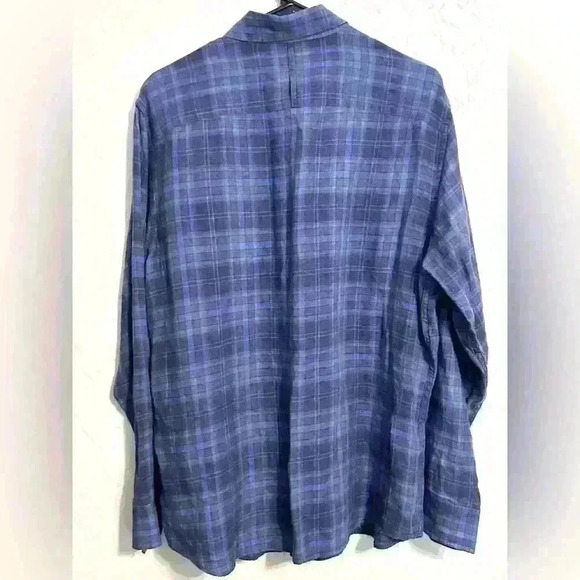 Banana Republic 100% Linen Button Down Slim Fit Shirt in Navy Size Large - Picture 3 of 3